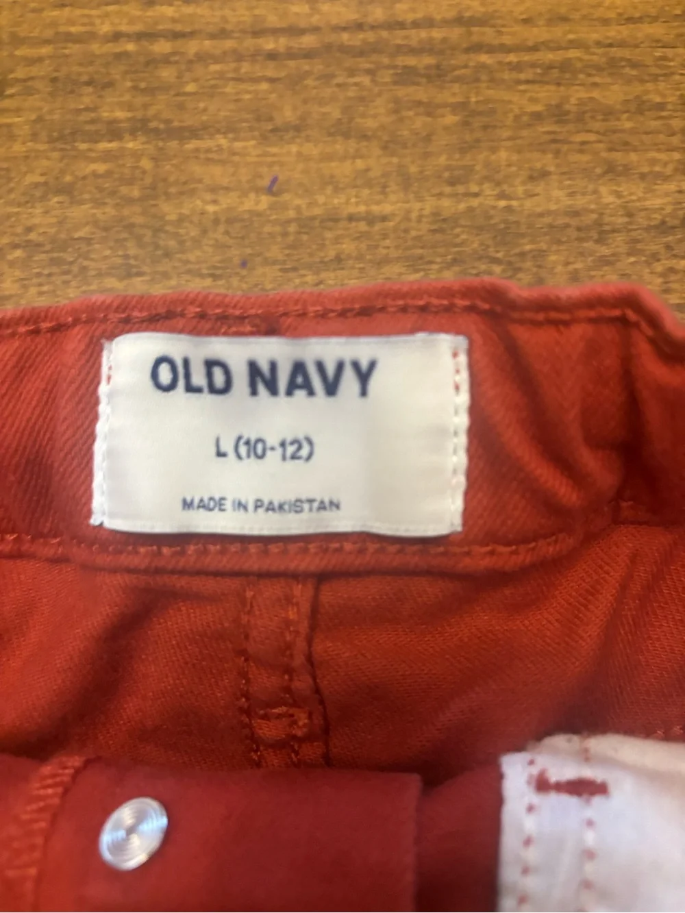 Old Navy girls size large 10/12 Rust Distressed Button-Front Denim Skirt